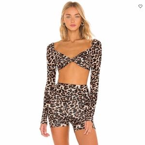Superdown Jillian Leopard Biker Short Set NWT